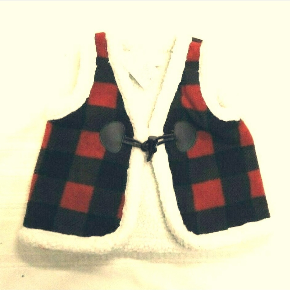 Buffalo Plaid Red Black Check Vest 18 Mos.
